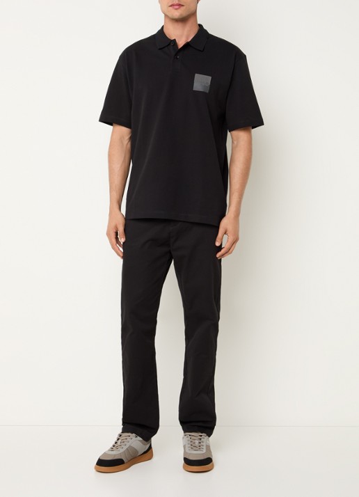HUGO Dusplity regular fit polo van piqué katoen met logo - voorkant 2 zwart