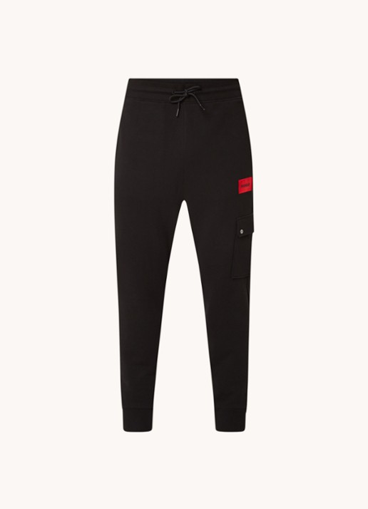 HUGO Dwellrom slim fit joggingbroek met klepzak - voorkant zwart