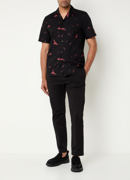 HUGO Ellino regular fit overhemd met print - voorkant 4 zwart
