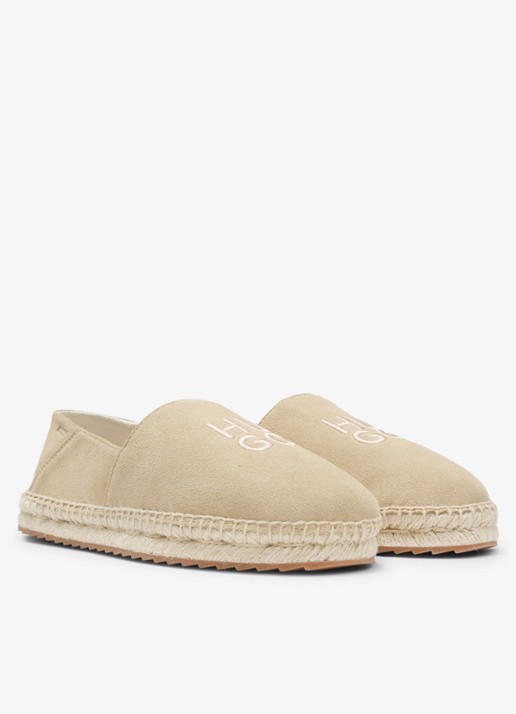 HUGO Espadrilles van suède met logo - voorkant 2 open beige-294 / beige