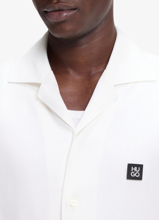 HUGO Espino oversized fit overhemd van lyocell - detail 2 natural-102 / wit