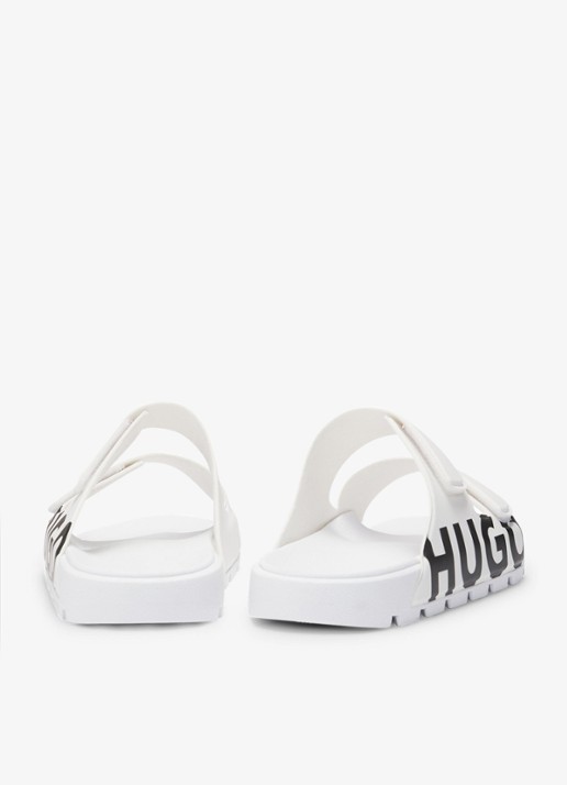 HUGO Evander slipper met logo - detail 3 white-100 / wit