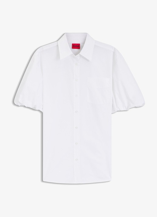 HUGO Evergreen blouse met borstzak - voorkant white-100 / wit