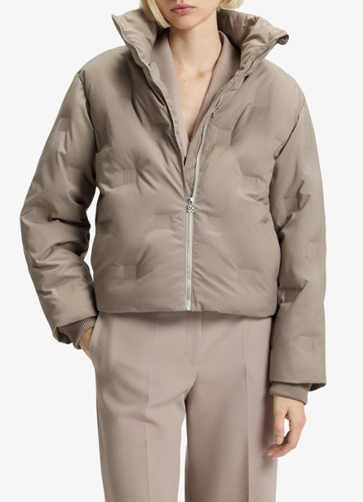 HUGO Farinella-3 puffer jack van waterafstotend materiaal  - detail beige