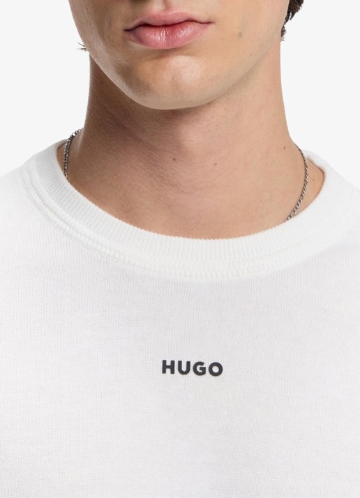 HUGO Fijngebreide trui met logo - detail 5 creme