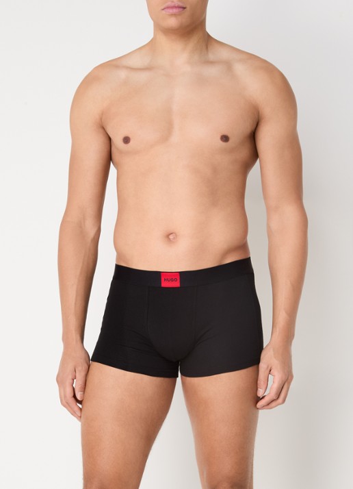HUGO Galaxy boxershorts met logoband in 3-pack - voorkant 3 zwart
