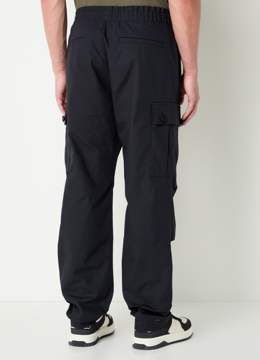 HUGO Garlo233 tapered fit cargobroek met logo - achterkant zwart