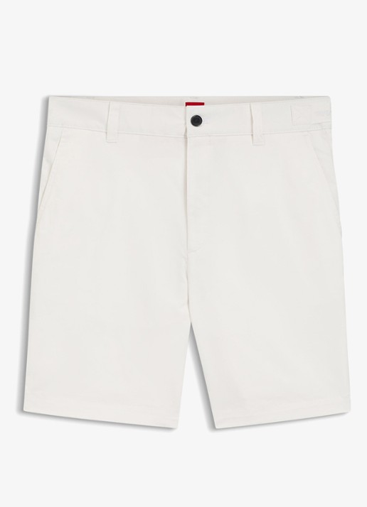 HUGO Genar261S slim fit korte broek met stretch - voorkant 4 natural-102 / wit