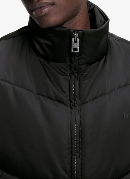 HUGO Gewatteerde bodywarmer met logo - detail 5 zwart