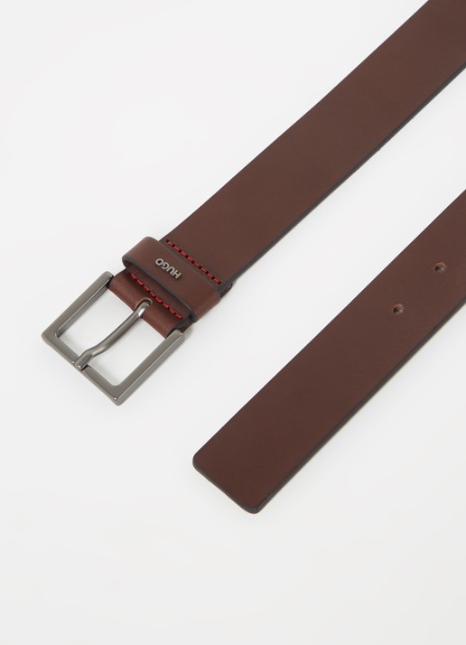 HUGO Giove riem van leer - detail 2 donkerbruin