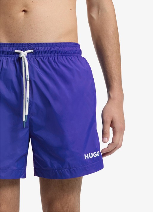 HUGO Haiti zwemshorts met logo  - detail 4 staalblauw