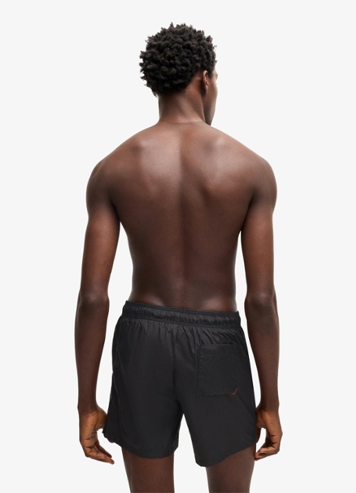 HUGO Haiti zwemshorts met logo  - achterkant black-001 / zwart