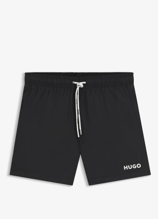 HUGO Haiti zwemshorts met logo  - voorkant 3 black-001 / zwart