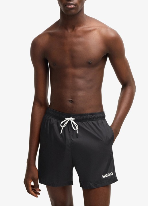HUGO Haiti zwemshorts met logo  - voorkant 4 black-001 / zwart