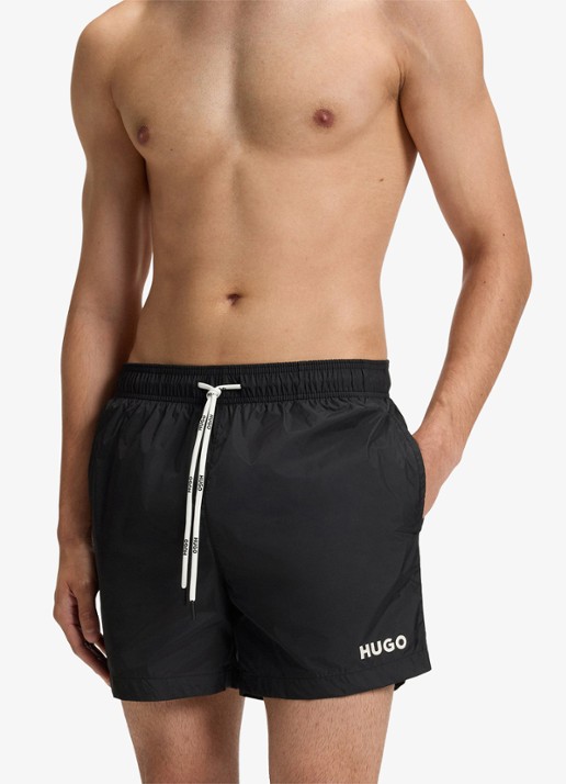 HUGO Haiti zwemshorts met logo  - detail 3 black-001 / zwart