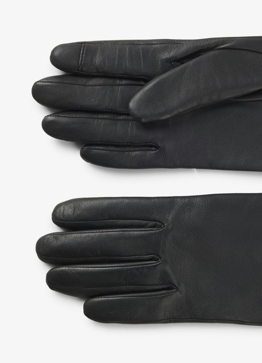 HUGO Handschoenen van leer - detail 2 zwart