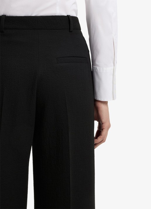 HUGO Hasmina high waist wide fit pantalon met textuur - detail 3 black-001 / zwart