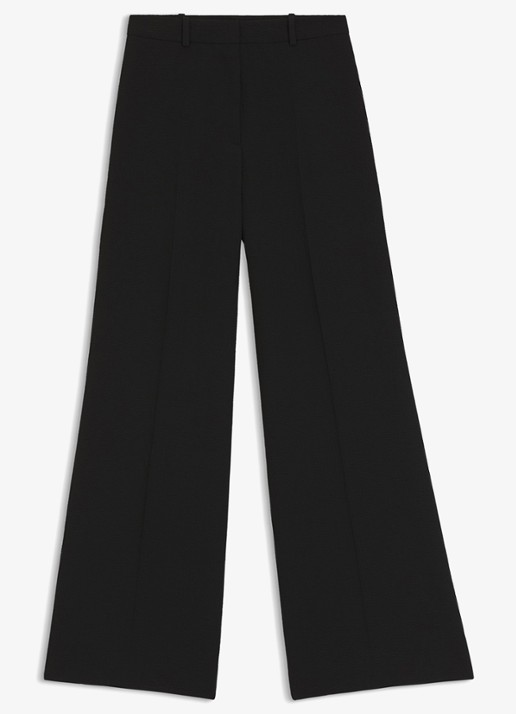 HUGO Hasmina high waist wide fit pantalon met textuur - voorkant 5 black-001 / zwart