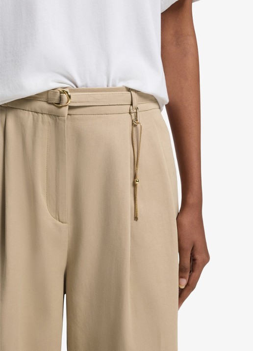 HUGO Henesa high waist straight fit pantalon met steekzakken - detail 5 light/pastel brown-232 / bruin