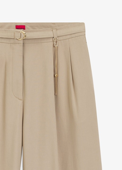 HUGO Henesa high waist straight fit pantalon met steekzakken - detail 6 light/pastel brown-232 / bruin