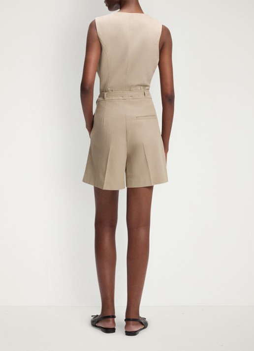 HUGO Henisea high waist wide fit korte broek met kettingdetail - achterkant light/pastel brown-232 / bruin