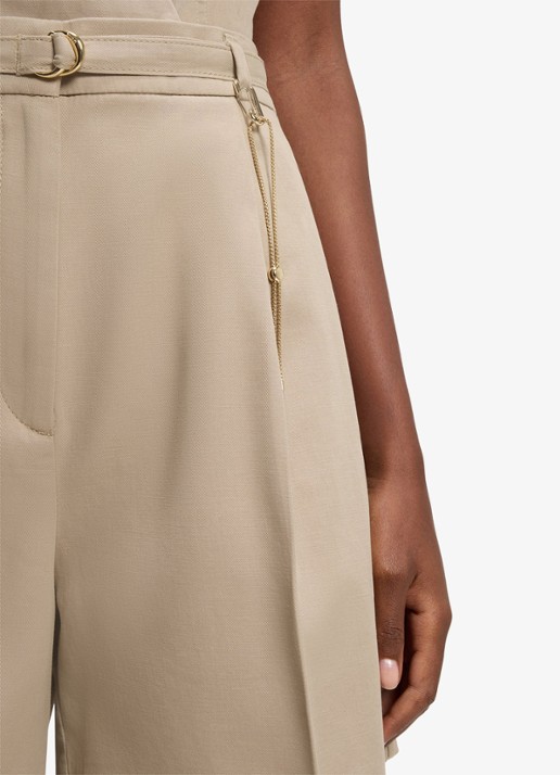 HUGO Henisea high waist wide fit korte broek met kettingdetail - detail 5 light/pastel brown-232 / bruin