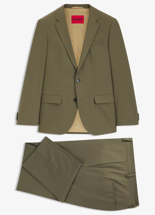 HUGO Henry/Getlin232X slim fit 2-delig pak in wolblend - voorkant groen