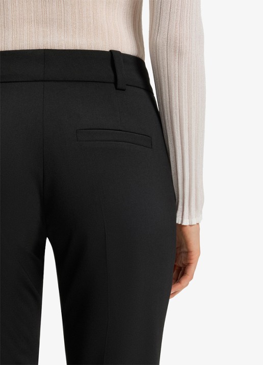 HUGO Hetana mid waist slim fit pantalon in wolblend met steekzakken