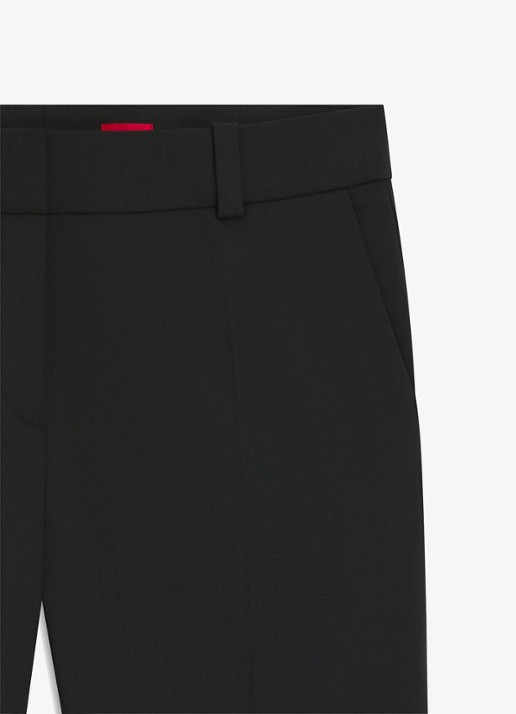 HUGO Hetana mid waist slim fit pantalon in wolblend met steekzakken - detail 4 zwart