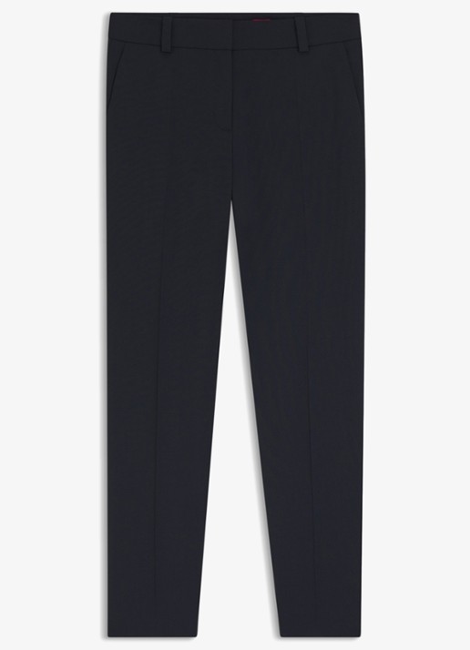 HUGO Hetana mid waist slim fit pantalon in wolblend met steekzakken - voorkant 5 donkerblauw