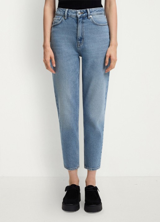 HUGO High waist mom jeans met lichte wassing