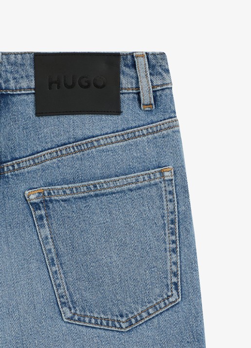 HUGO High waist mom jeans met lichte wassing - detail 5 lichtblauw