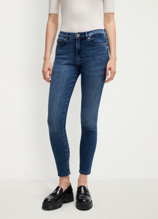 HUGO High waist skinny cropped jeans met medium wassing