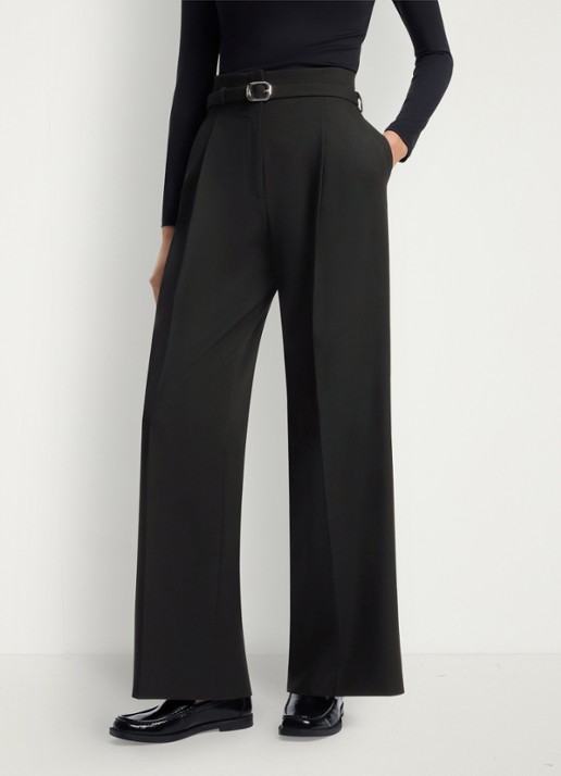 HUGO High waist straight fit pantalon met ceintuur en steekzakken