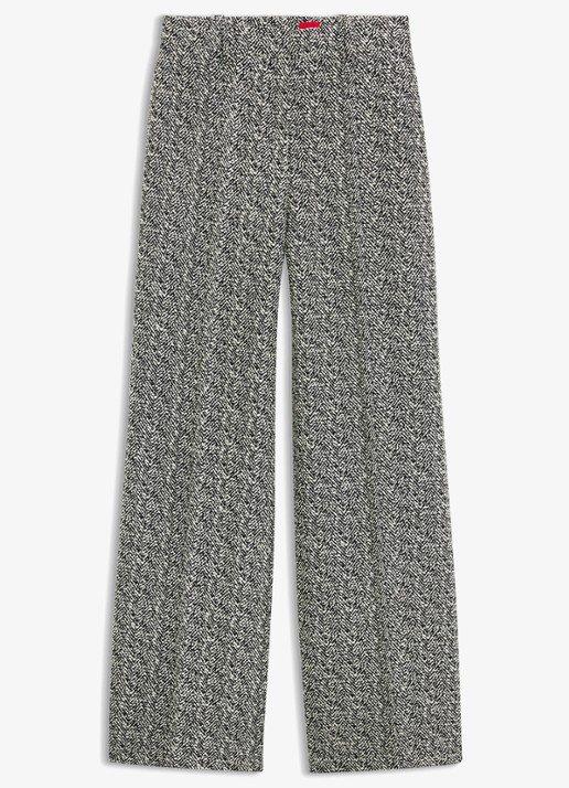 HUGO High waist straight fit pantalon met steekzakken  - voorkant middengrijs