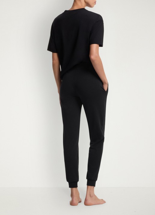 HUGO High waist tapered fit joggingbroek met logo - achterkant 5 zwart
