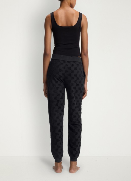 HUGO High waist tapered fit joggingbroek met logoborduring - achterkant black-001 / zwart