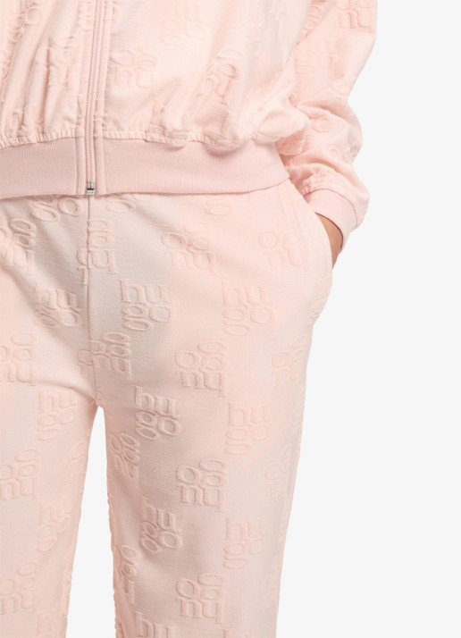 HUGO High waist tapered fit joggingbroek met logoborduring - detail 3 light /pastel pink-688 / roze