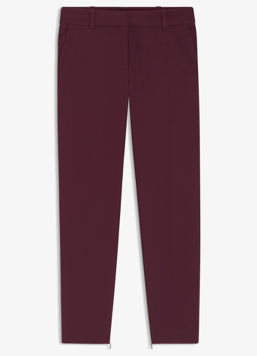 HUGO High waist tapered fit pantalon met logo - voorkant 5 bordeauxrood