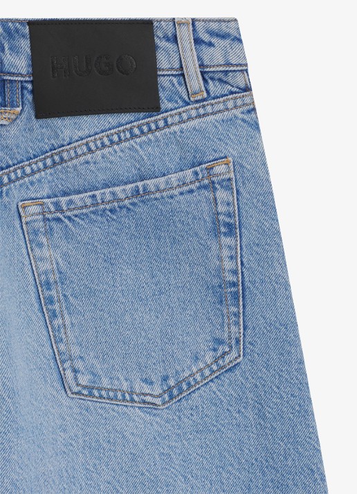 HUGO High waist wide fit korte broek van denim - detail 4 denim