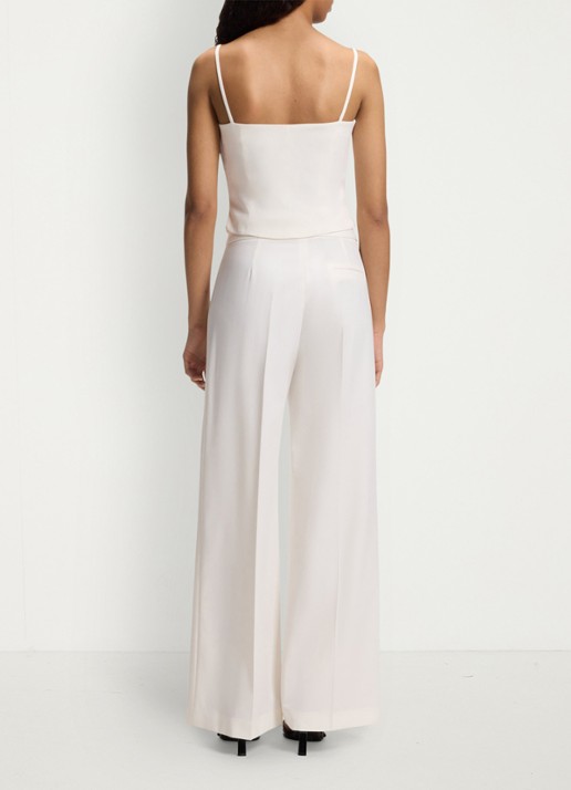 HUGO High waist wide fit pantalon met paspelzak - achterkant open white-115 / wit