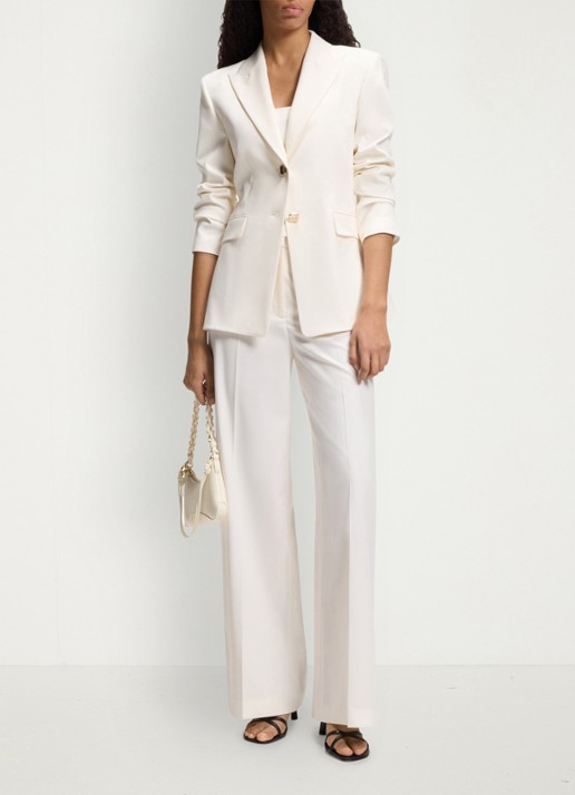 HUGO High waist wide fit pantalon met paspelzak - voorkant 3 open white-115 / wit