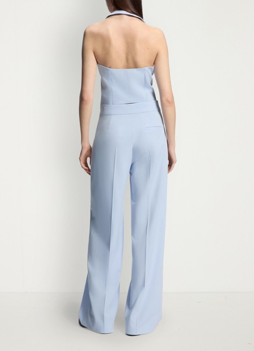 HUGO High waist wide fit pantalon met paspelzak - achterkant open blue-476 / blauw