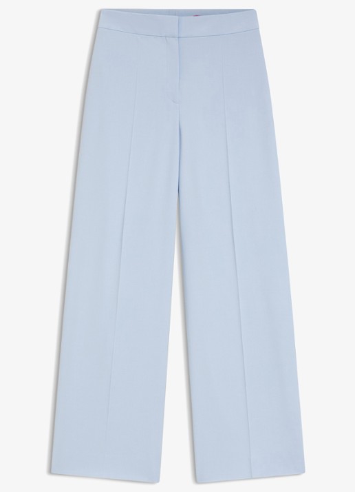 HUGO High waist wide fit pantalon met paspelzak - voorkant 2 open blue-476 / blauw