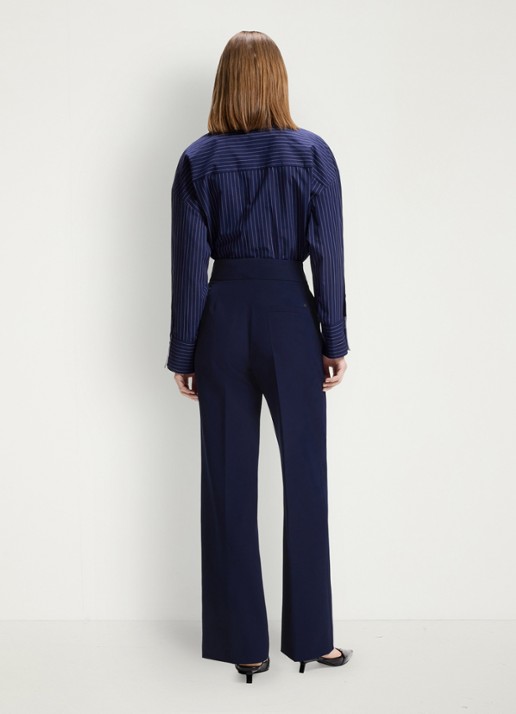 HUGO High waist wide fit pantalon met steekzakken - achterkant 6 donkerblauw