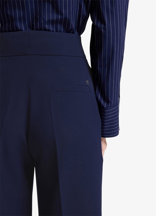 HUGO High waist wide fit pantalon met steekzakken - detail 4 donkerblauw