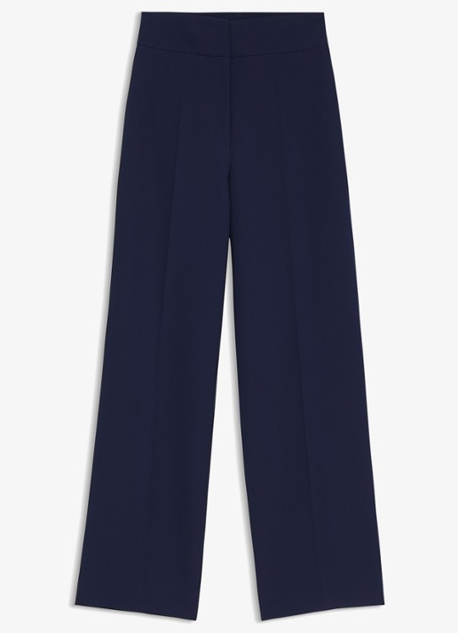 HUGO High waist wide fit pantalon met steekzakken - voorkant donkerblauw