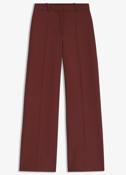 HUGO High waist wide fit pantalon met steekzakken - voorkant 2 bruin