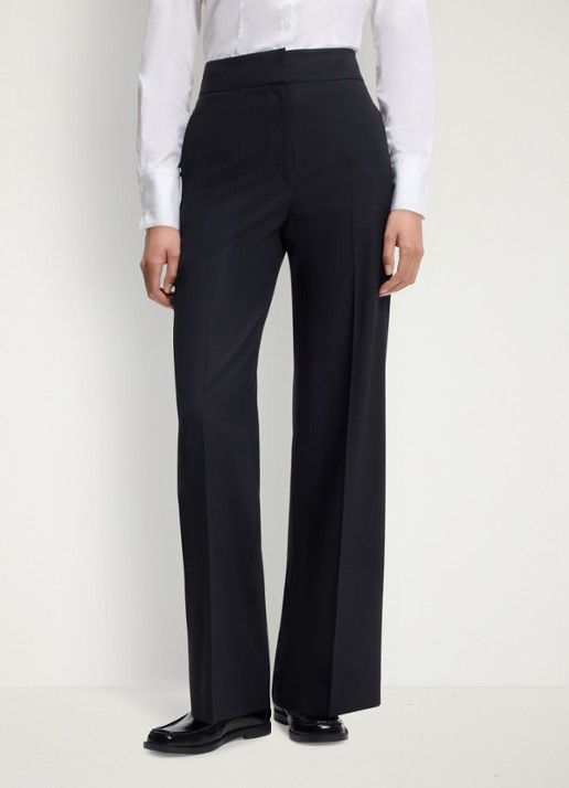 HUGO High waist wide fit pantalon met steekzakken