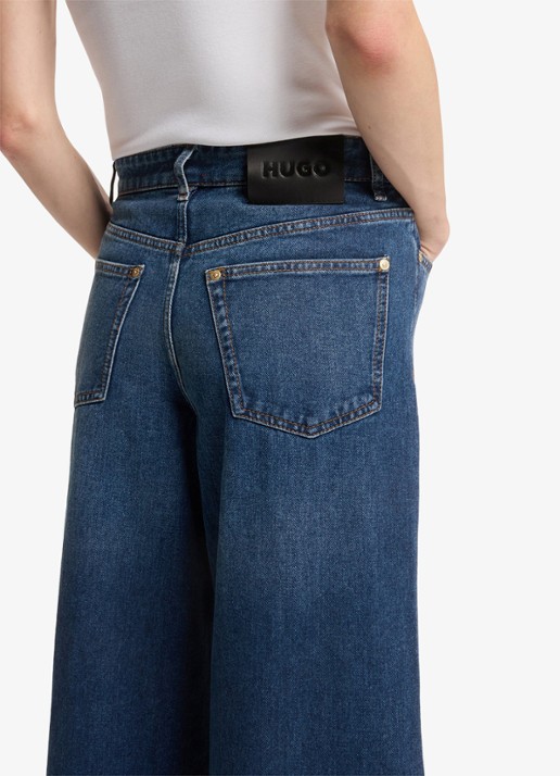 HUGO High waist wide leg jeans met steekzakken - detail 5 indigo